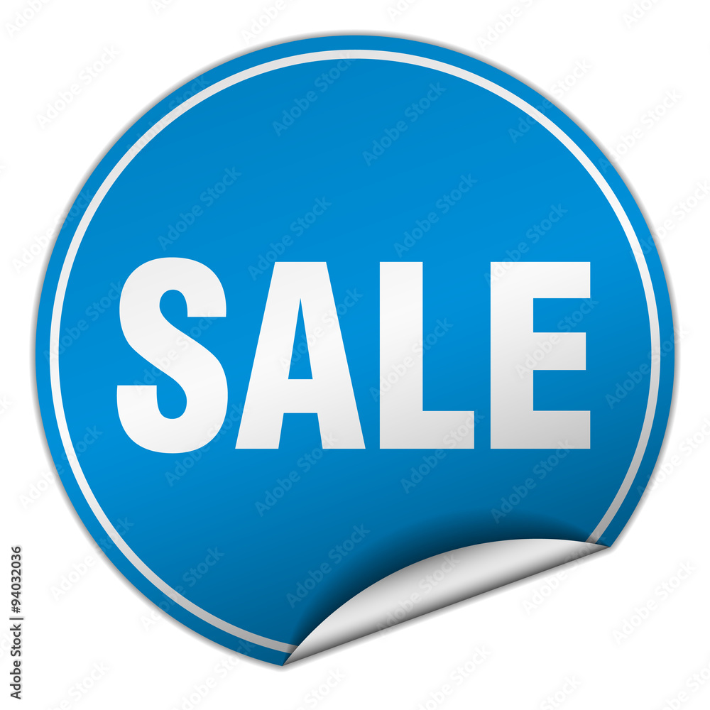 sale round blue sticker isolated on white sale round blue sticker isolated on white