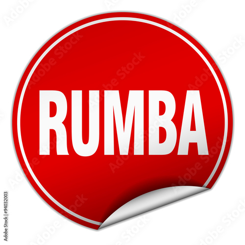 rumba round red sticker isolated on white