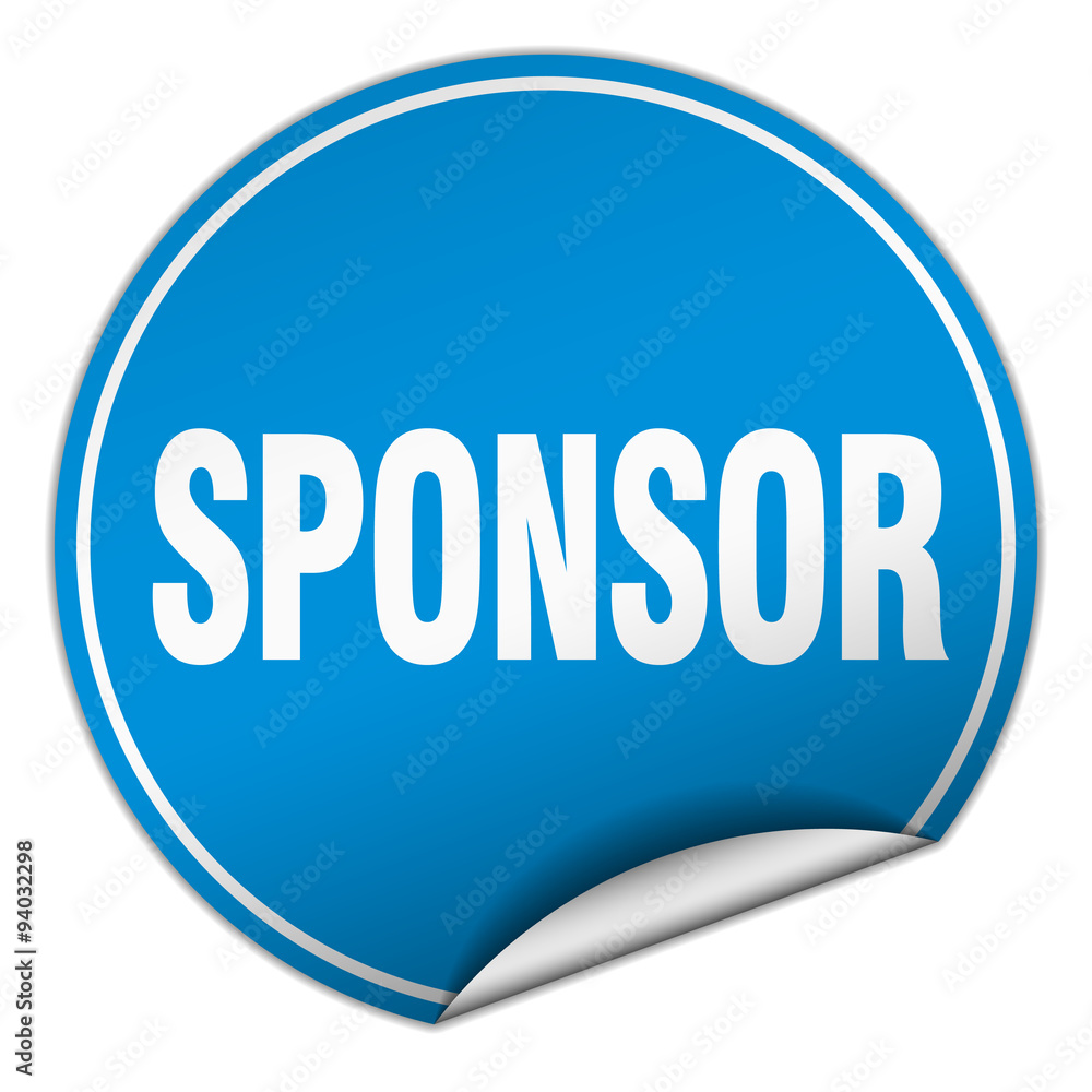 sponsor round blue sticker isolated on white sponsor round blue sticker isolated on white