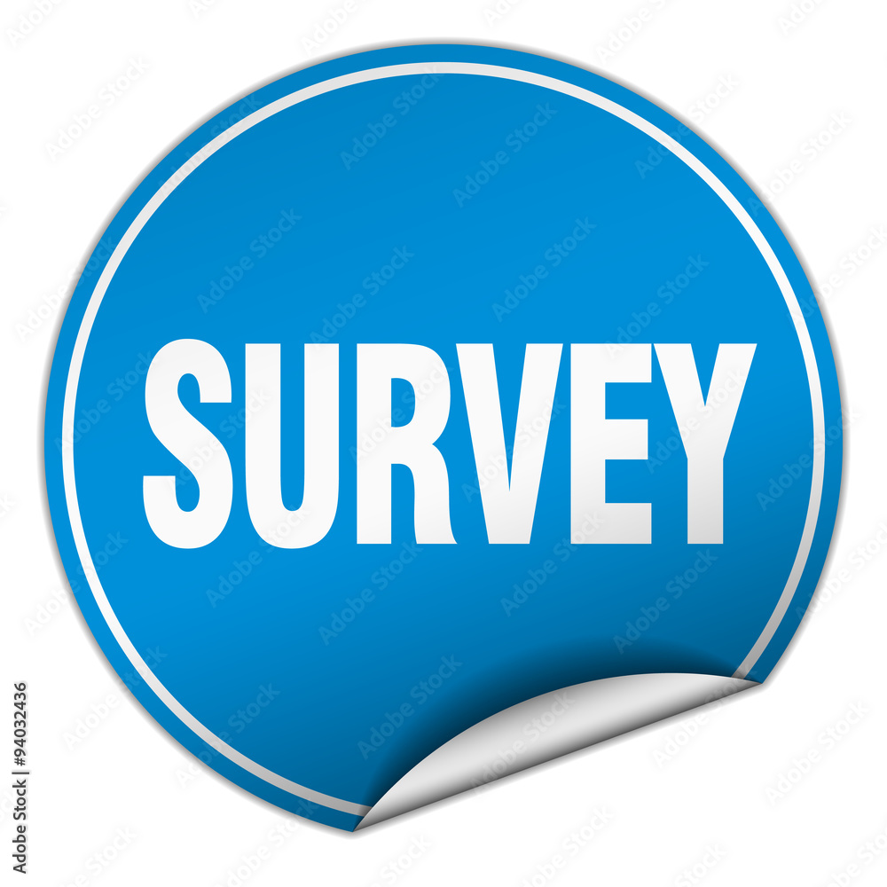 survey round blue sticker isolated on white survey round blue sticker isolated on white
