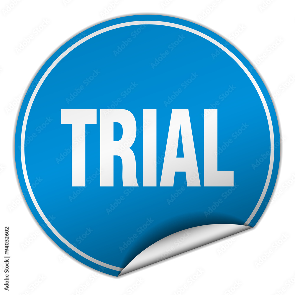 trial round blue sticker isolated on white trial round blue sticker isolated on white