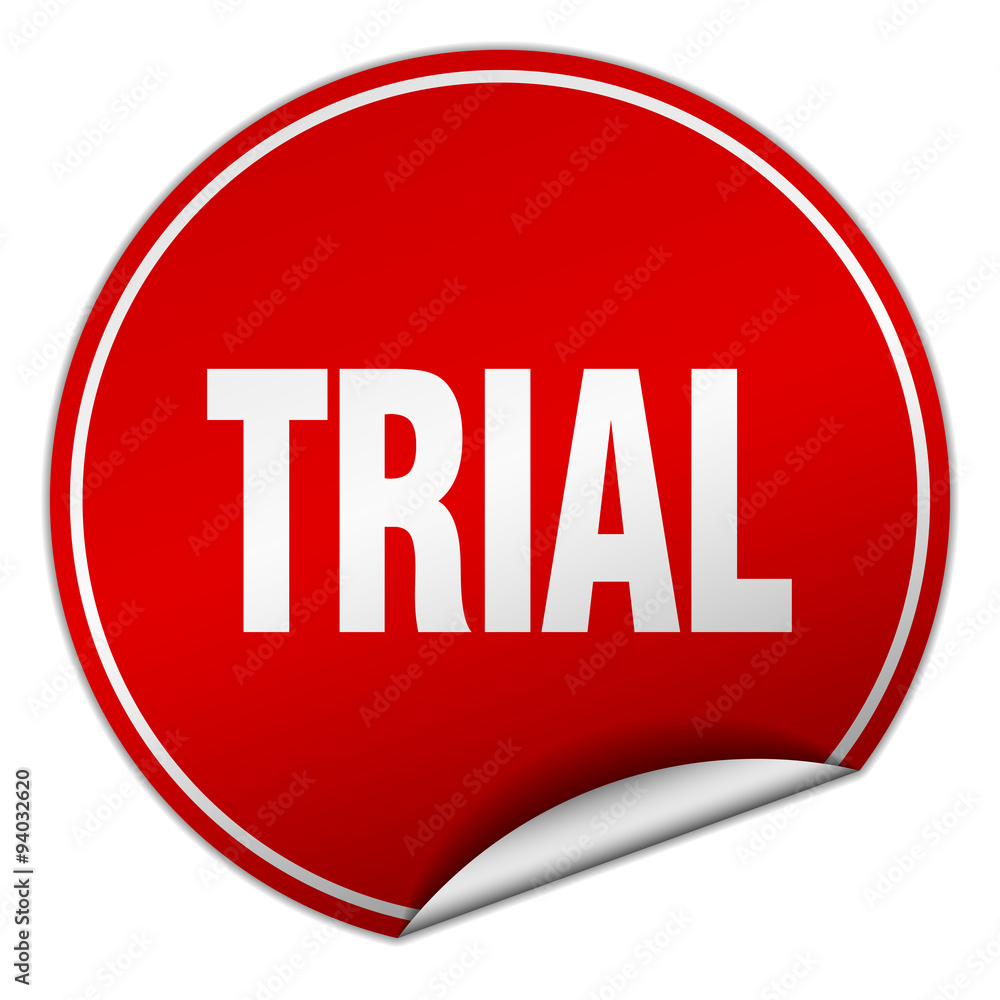 trial round red sticker isolated on white trial round red sticker isolated on white