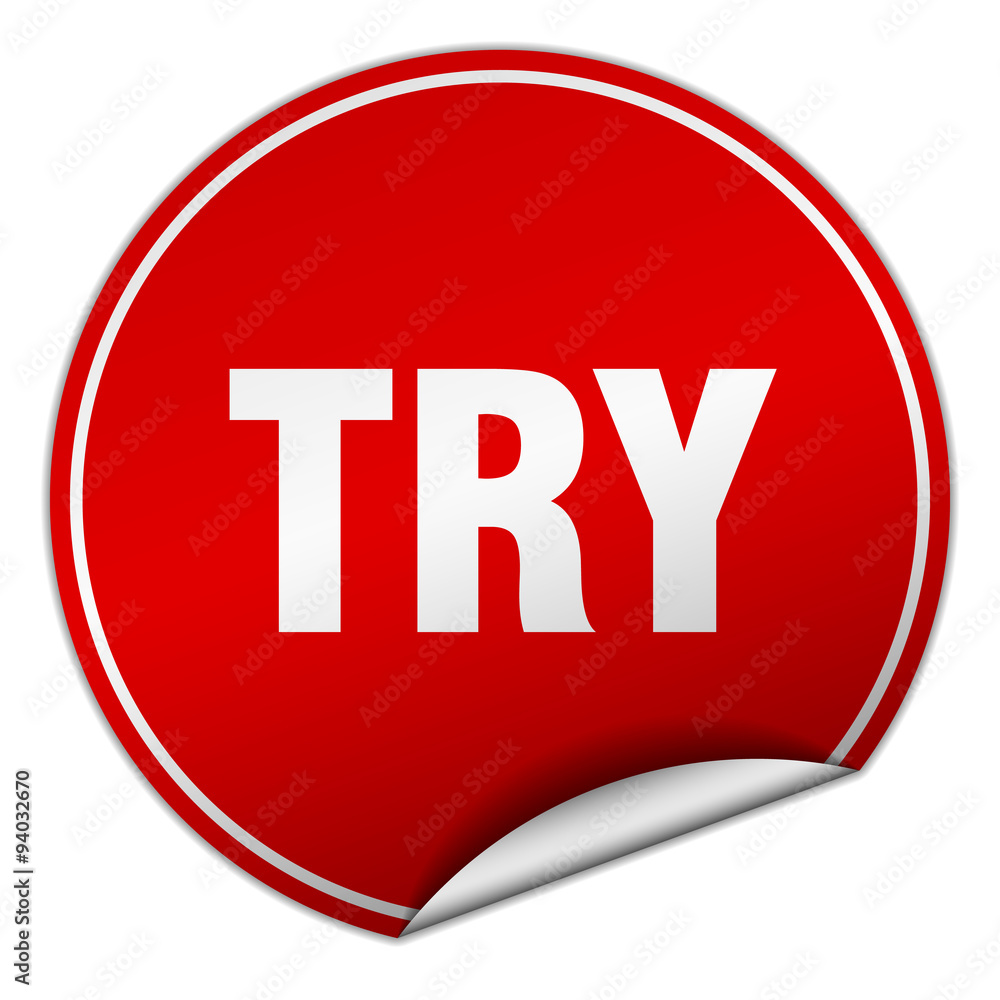 try round red sticker isolated on white try round red sticker isolated on white