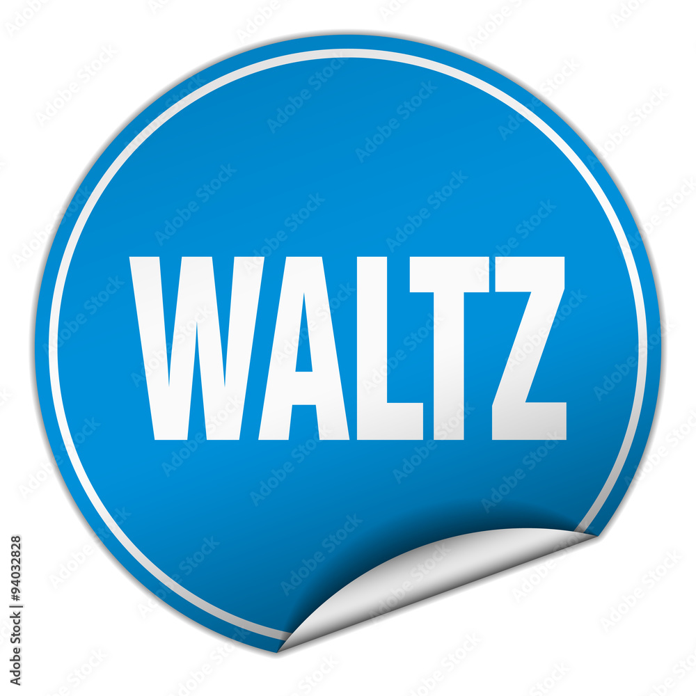 waltz round blue sticker isolated on white waltz round blue sticker isolated on white