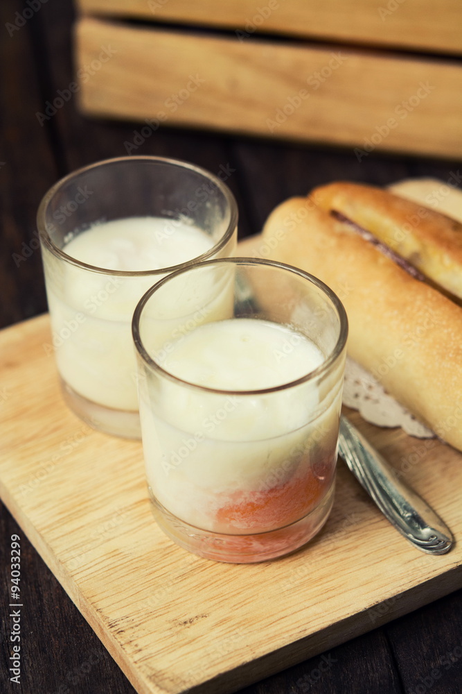 Vietnamese bread served with poached eggs and steak. Vietnamese bread served with poached eggs and steak.