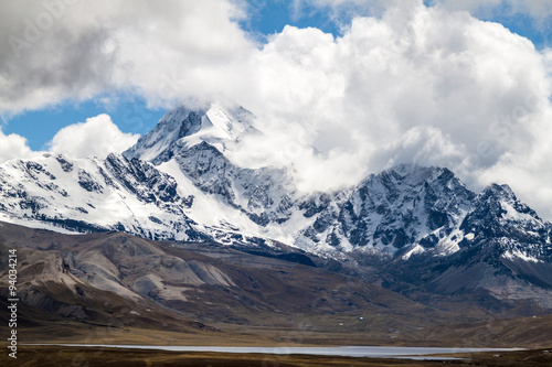 Peak of Huayna Potosi in Cordillera Royal mountain range, Bolivia