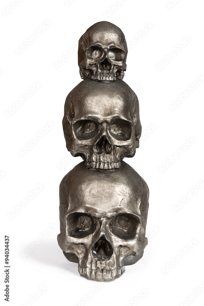 Cast of a weathered human skulls isolated over white with clipping path. Cast of a weathered human skulls isolated over white with clipping path.