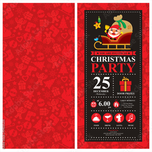 Christmas card invitation with Santa Claus