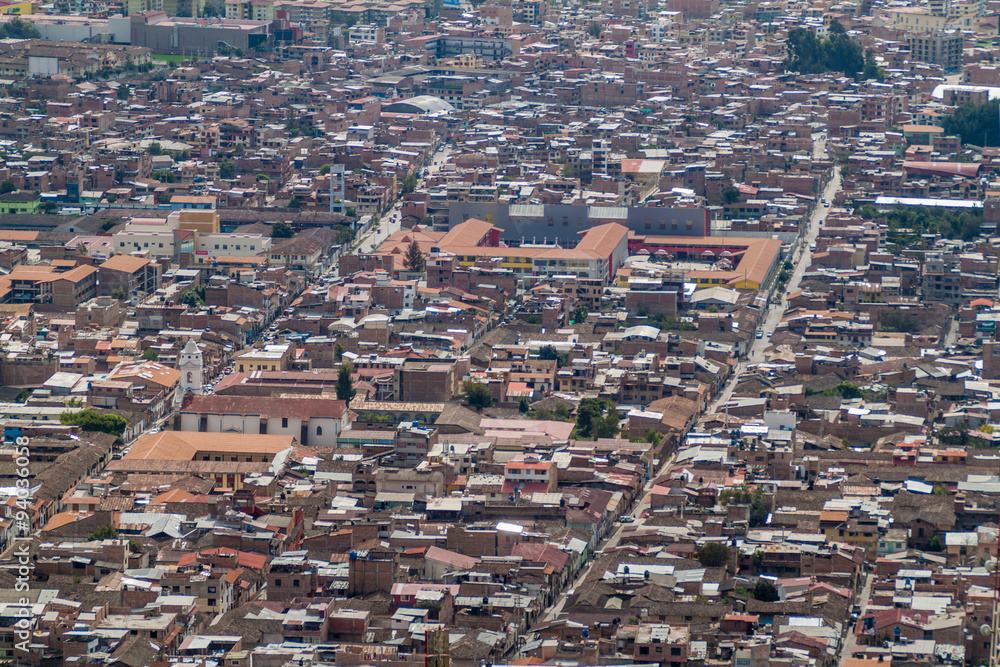 Aerial view of Cajamarca, Peru