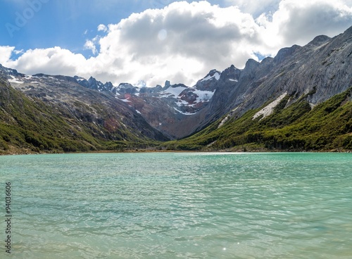 View of Laguna Esmerlanda (Emerald lake) at Tierra del Fuego island, Argentina © Matyas Rehak