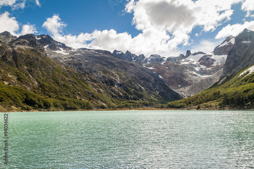 View of Laguna Esmeralda (Emerald lake) at Tierra del Fuego island, Argentina