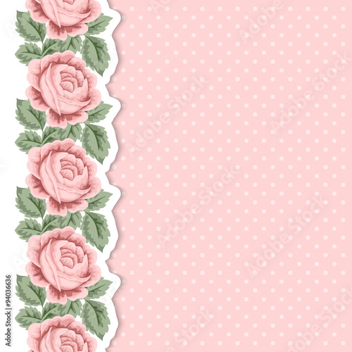 Polka dot background with roses