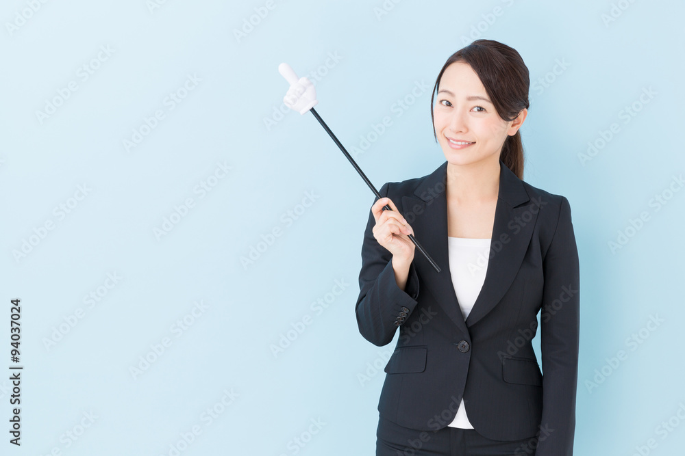 portrait of asian businesswoman on blue background portrait of asian businesswoman on blue background