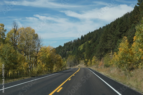 an empty american road in colorado , usa