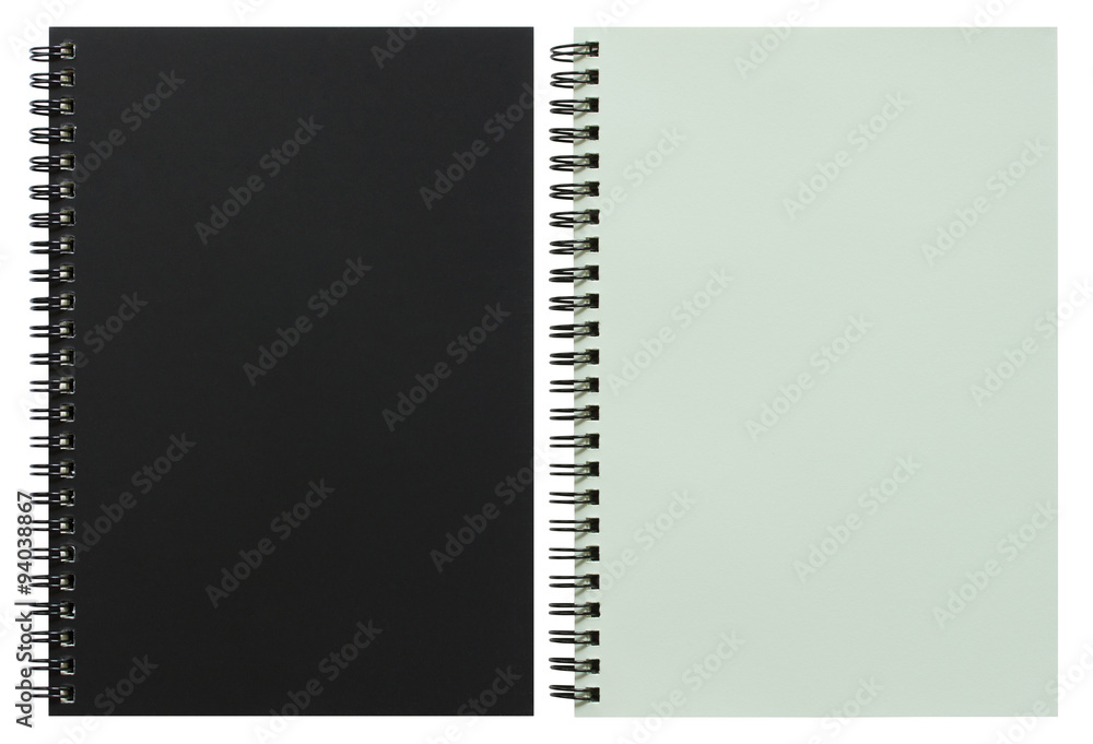 black and white spiral notebook isolated on white black and white spiral notebook isolated on white