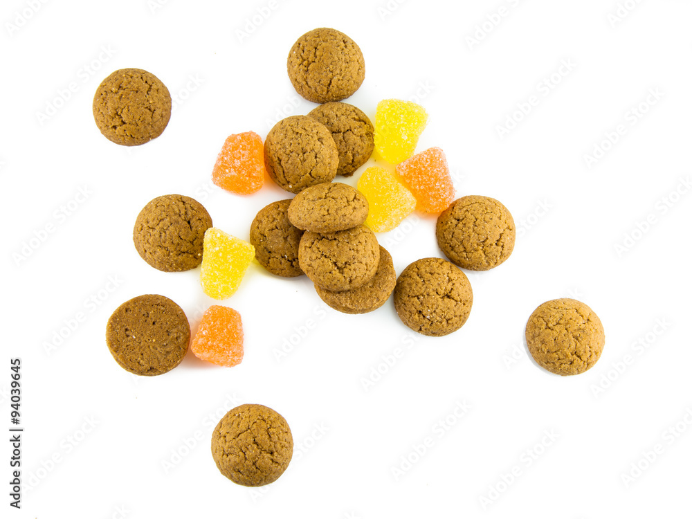 Pile of isolated pepernoten and sweets Pile of isolated pepernoten and sweets