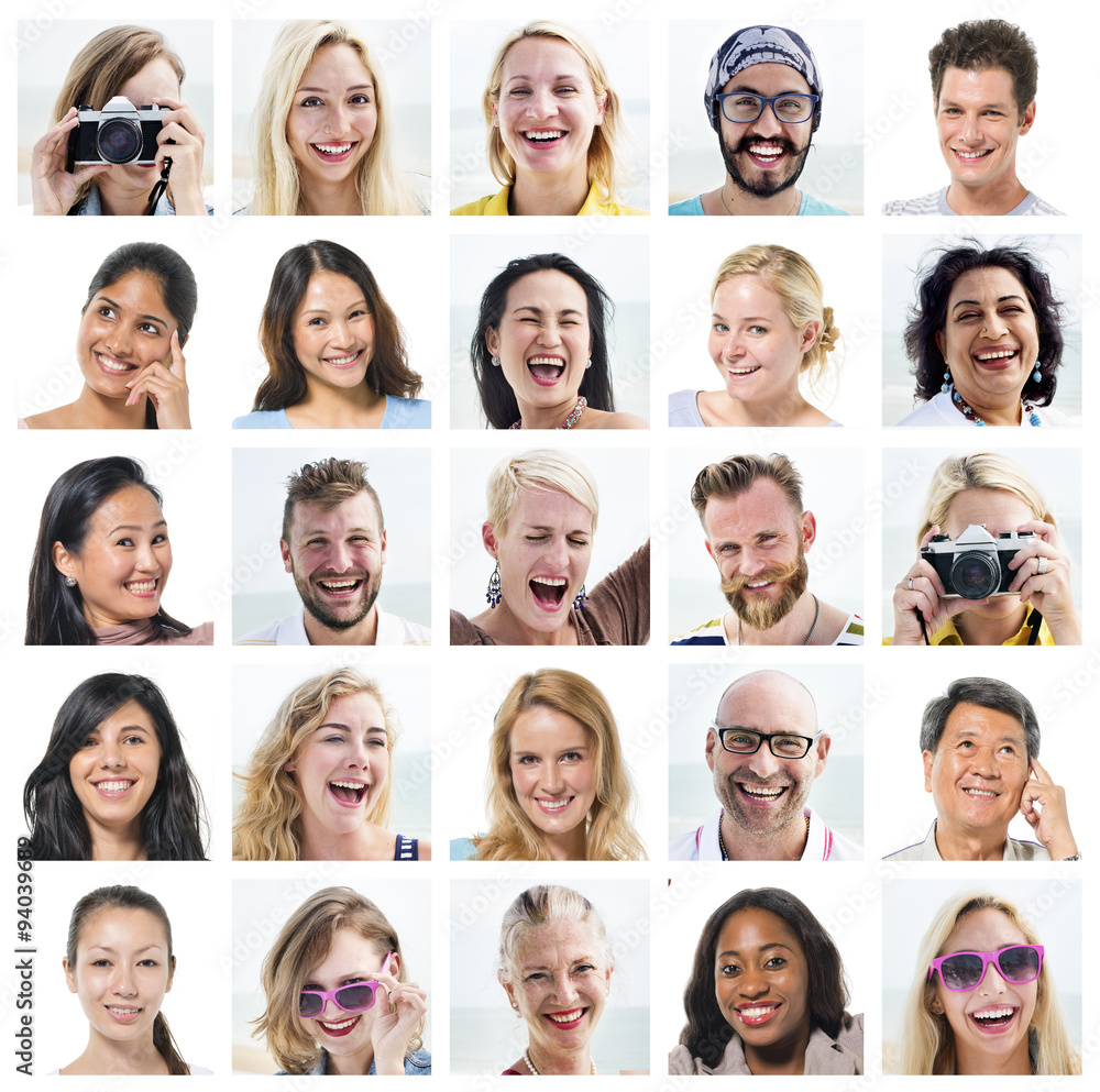 Collage Diverse Faces Expressions People Concept Collage Diverse Faces Expressions People Concept