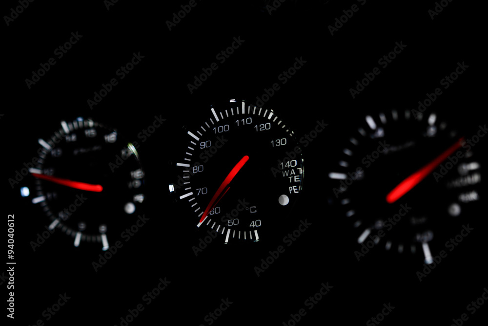 Speedometer in car for measure the velocity, The equipment gauge in control area of the car, Driver monitor car status with speedometer gauge. Speedometer in car for measure the velocity, The equipment gauge in control area of the car, Driver monitor car status with speedometer gauge.