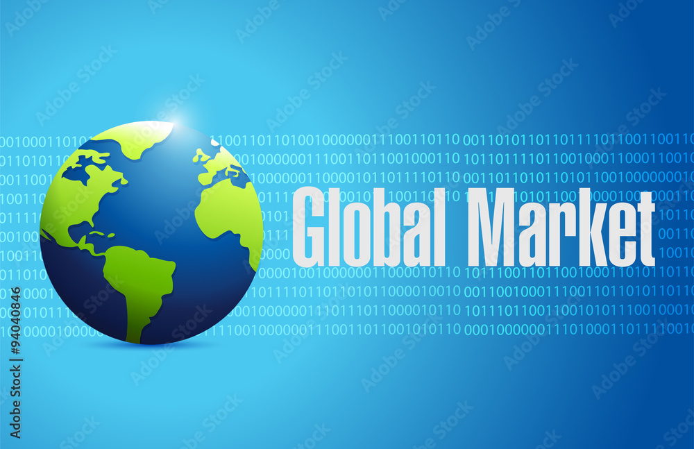 global market binary globe sign concept global market binary globe sign concept