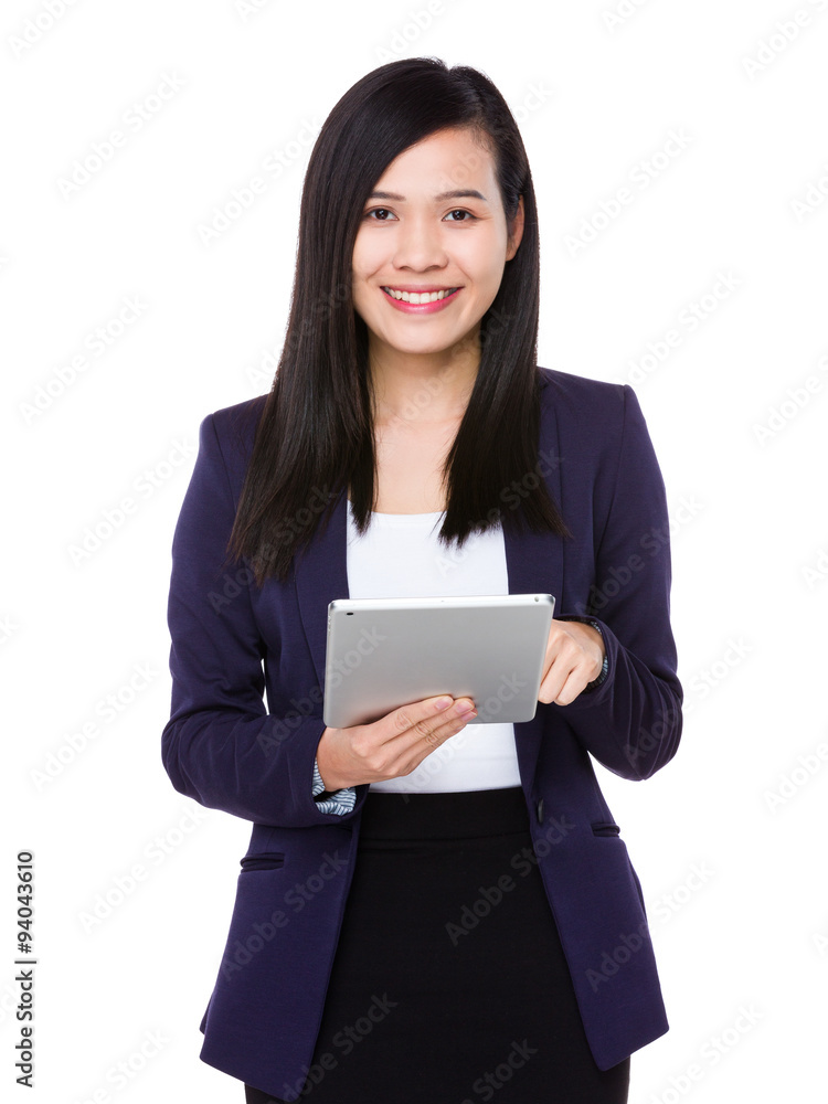Businesswoman use of the tablet pc Businesswoman use of the tablet pc
