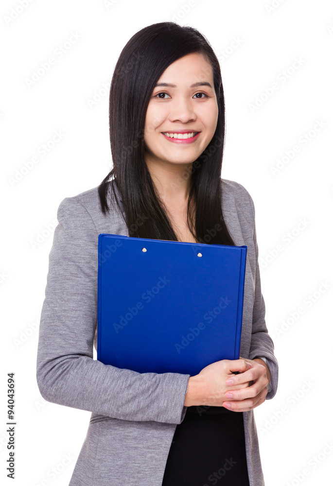 Asian Young Businesswoman hold with file pad Asian Young Businesswoman hold with file pad