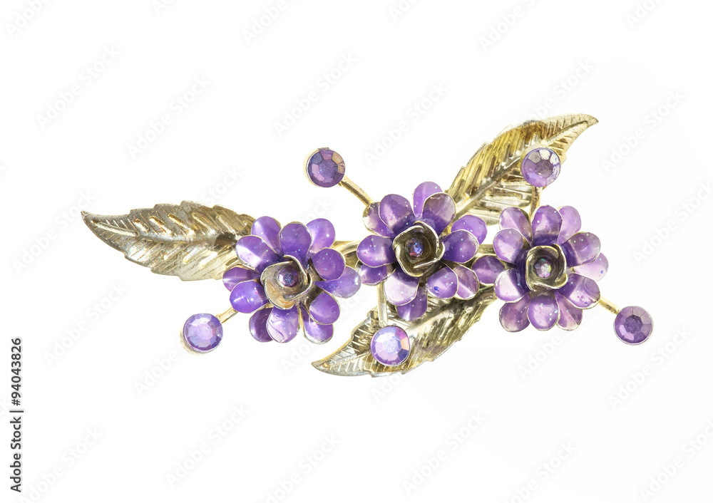 Fototapeta premium flower brooches on white background