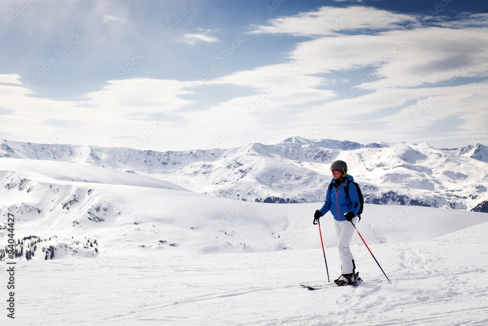 Woman learning how to ski Woman learning how to ski