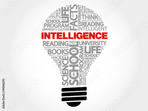 Intelligence bulb word cloud, business concept