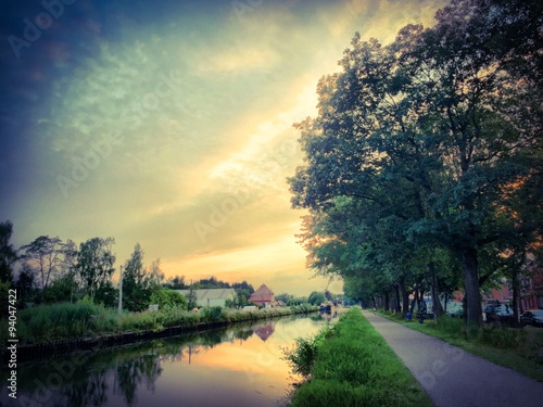 vintage looking sunset over a river