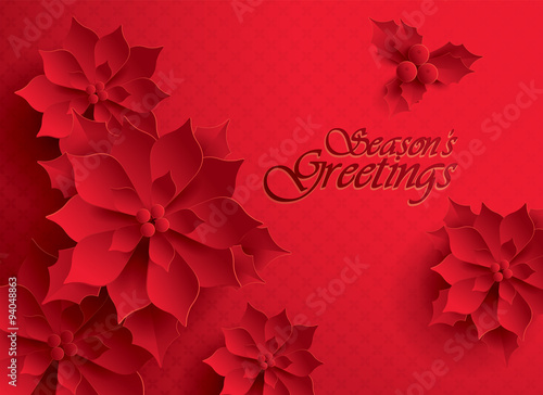 Season’s Greetings. Vector paper graphic of Christmas flower.