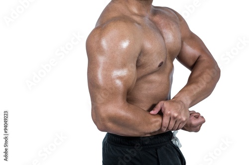 Muscular man flexing his biceps