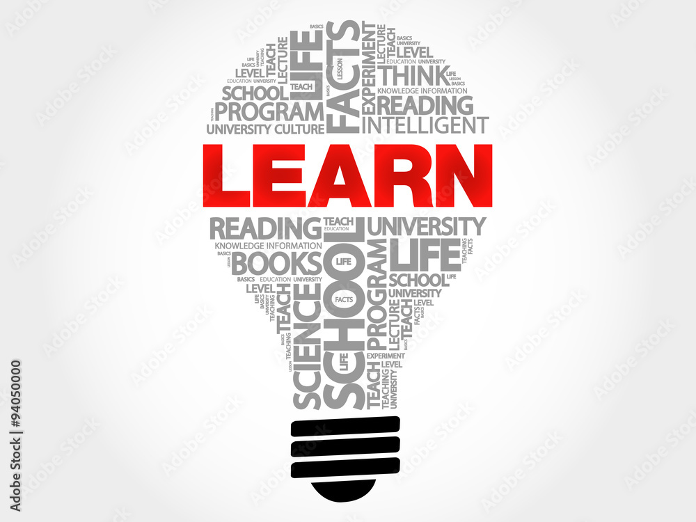 LEARN bulb word cloud, business concept LEARN bulb word cloud, business concept
