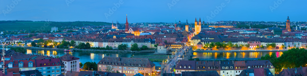 Panorama of night Wurzburg