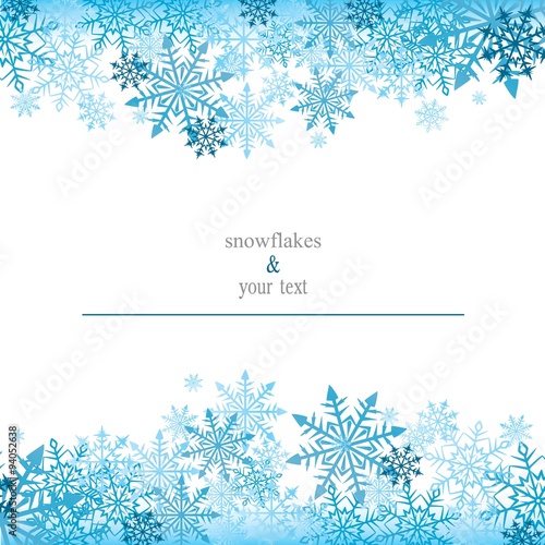 greeting card with blue snowflakes