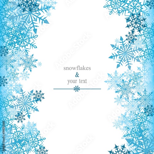 greeting card with blue snowflakes