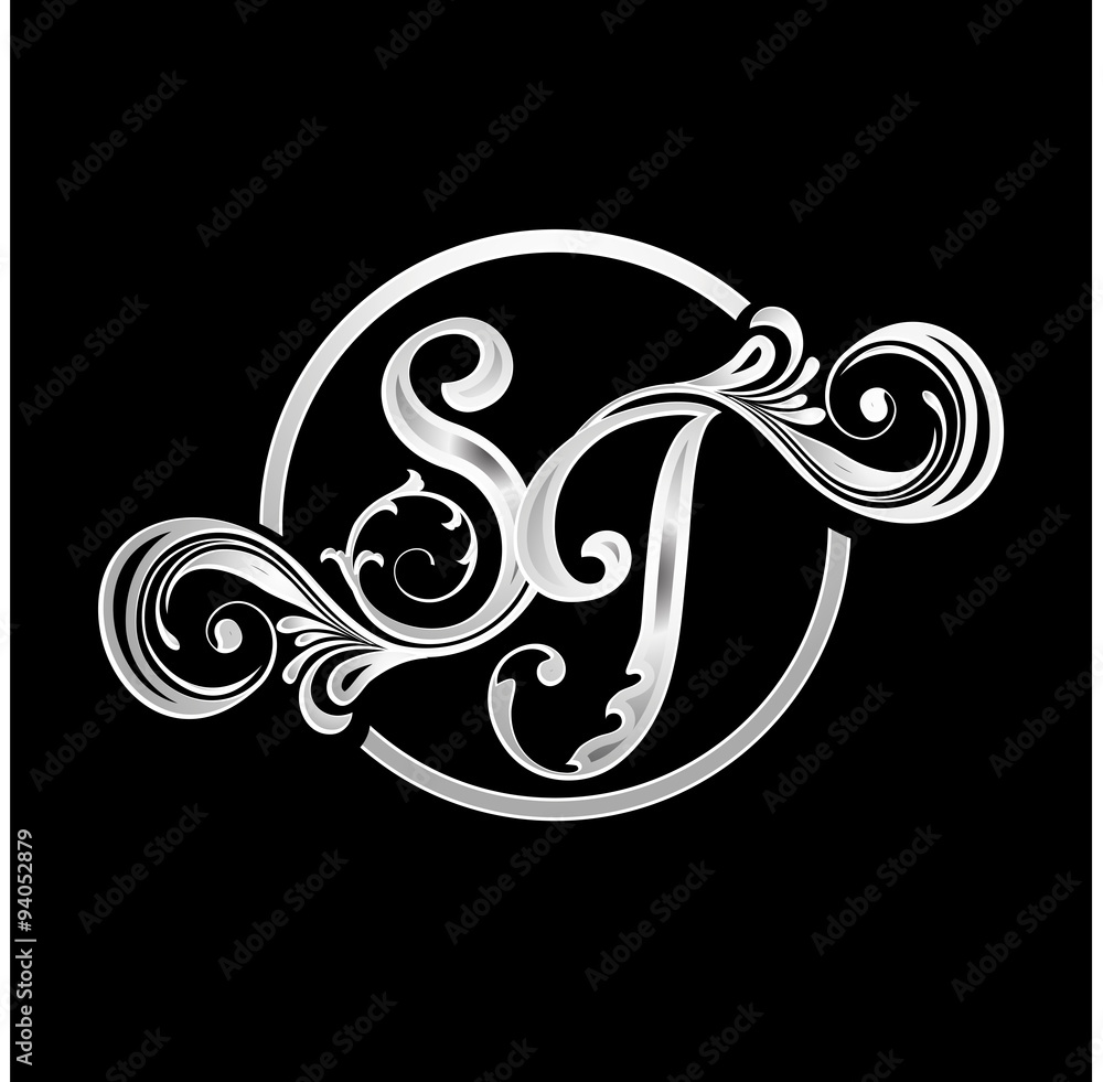 Golden S, J and SJ Letter Classy Floral Logo Icon, Elegant Design. Stock  Vector | Adobe Stock