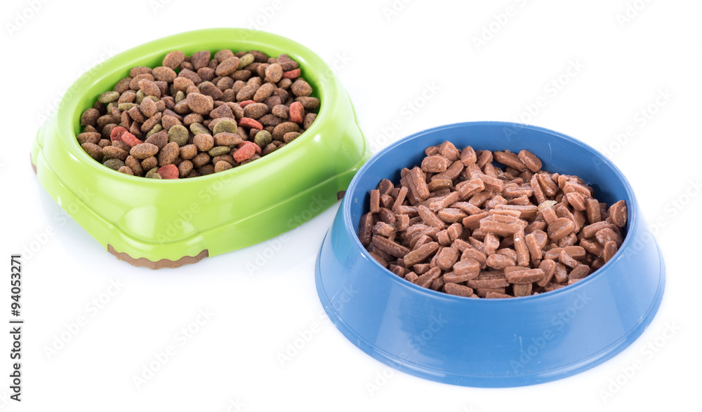 Cat food in bowls