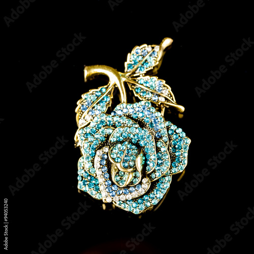 Canvas Print Luxury brooch on a black background