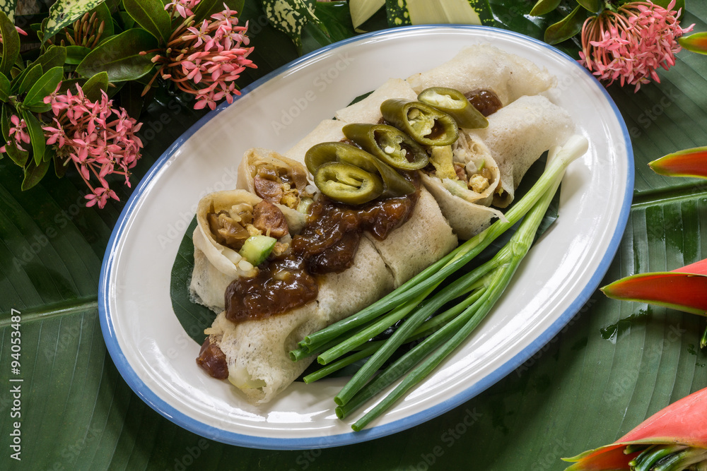 Thai style spring rolls or Popiah Thai style spring rolls or Popiah
