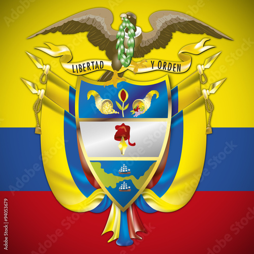 colombia coat of arm and flag