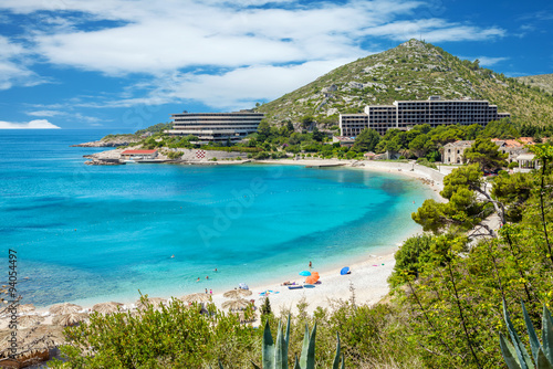 Fototapeta Naklejka Na Ścianę i Meble -  Beautiful turquoise beach in Mlini, Croatia