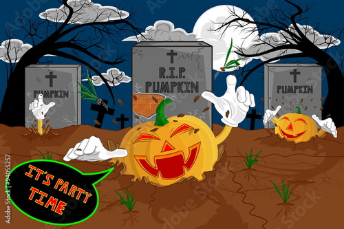 halloween cartoon resurrect pumpkin for celebration of halloween.