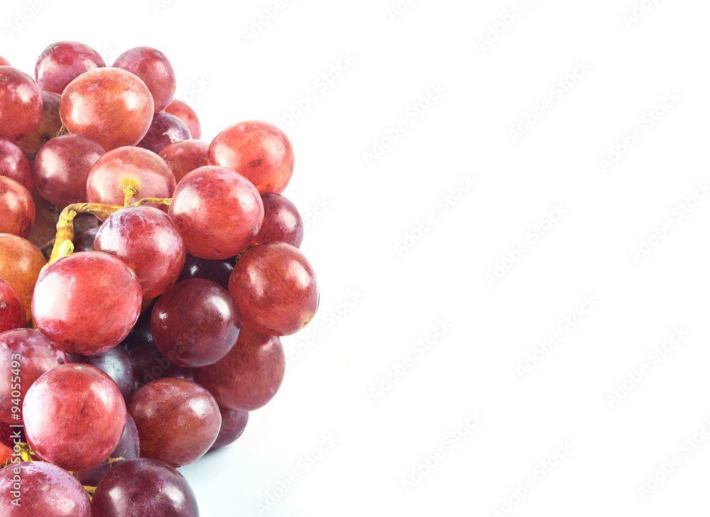 Closeup grapes isolate with copy space Closeup grapes isolate with copy space