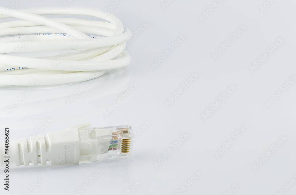 LAN cable isolated on gray background and copy space LAN cable isolated on gray background and copy space