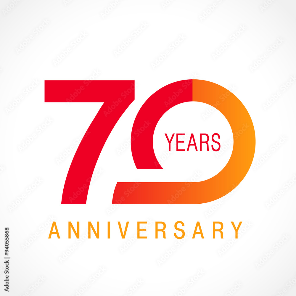 70 anniversary classic logo. The plain ordinary logotype of 70th birthday. - obrazy, fototapety, plakaty 