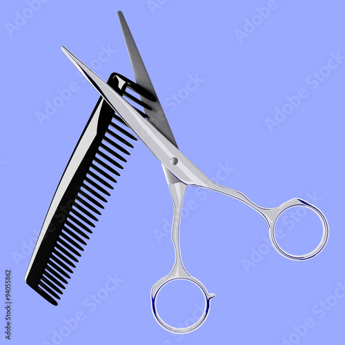 Barber scissors and comb