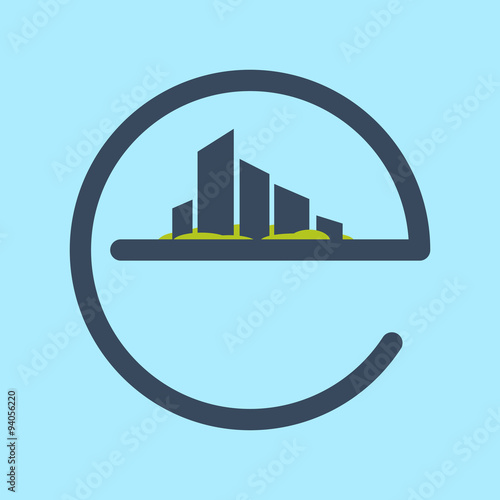 Real estate icon and E letter icon.