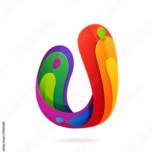 U letter volume colorful logo with splash.