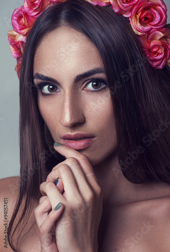 Picture of young beautiful woman with rose