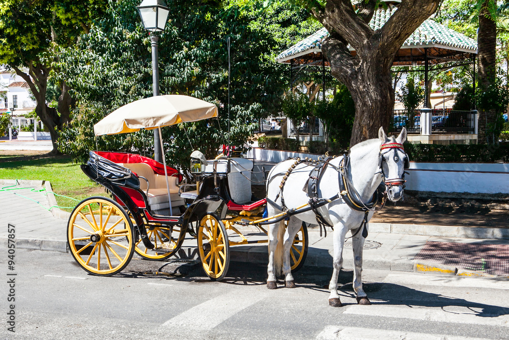 Horse carriage in Mijas Town, Andalusia. Spain.